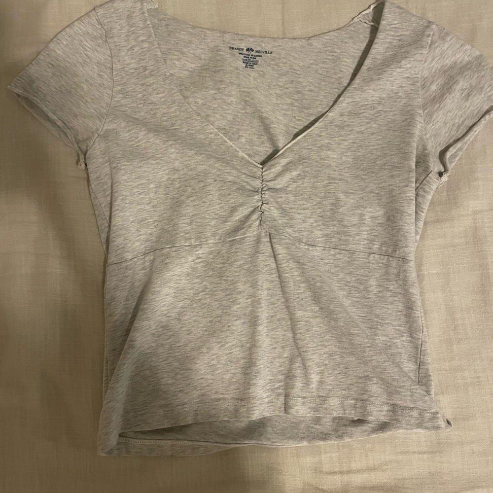 Brandy Melville Heather Gray V-Neck Tee